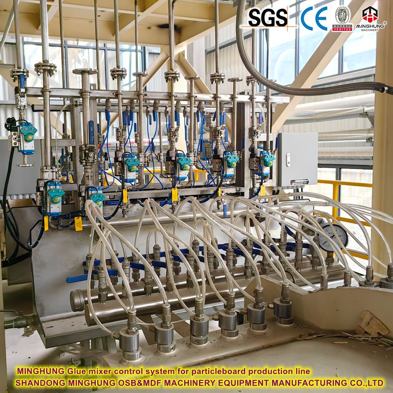 Système de commande de mélangeur de colle pour la ligne de production des panneaux de particules