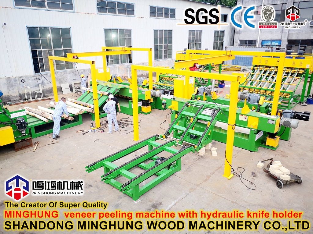 Machines rotatives de production de placage pour éplucher des couches minces ou des tas de placage de bois