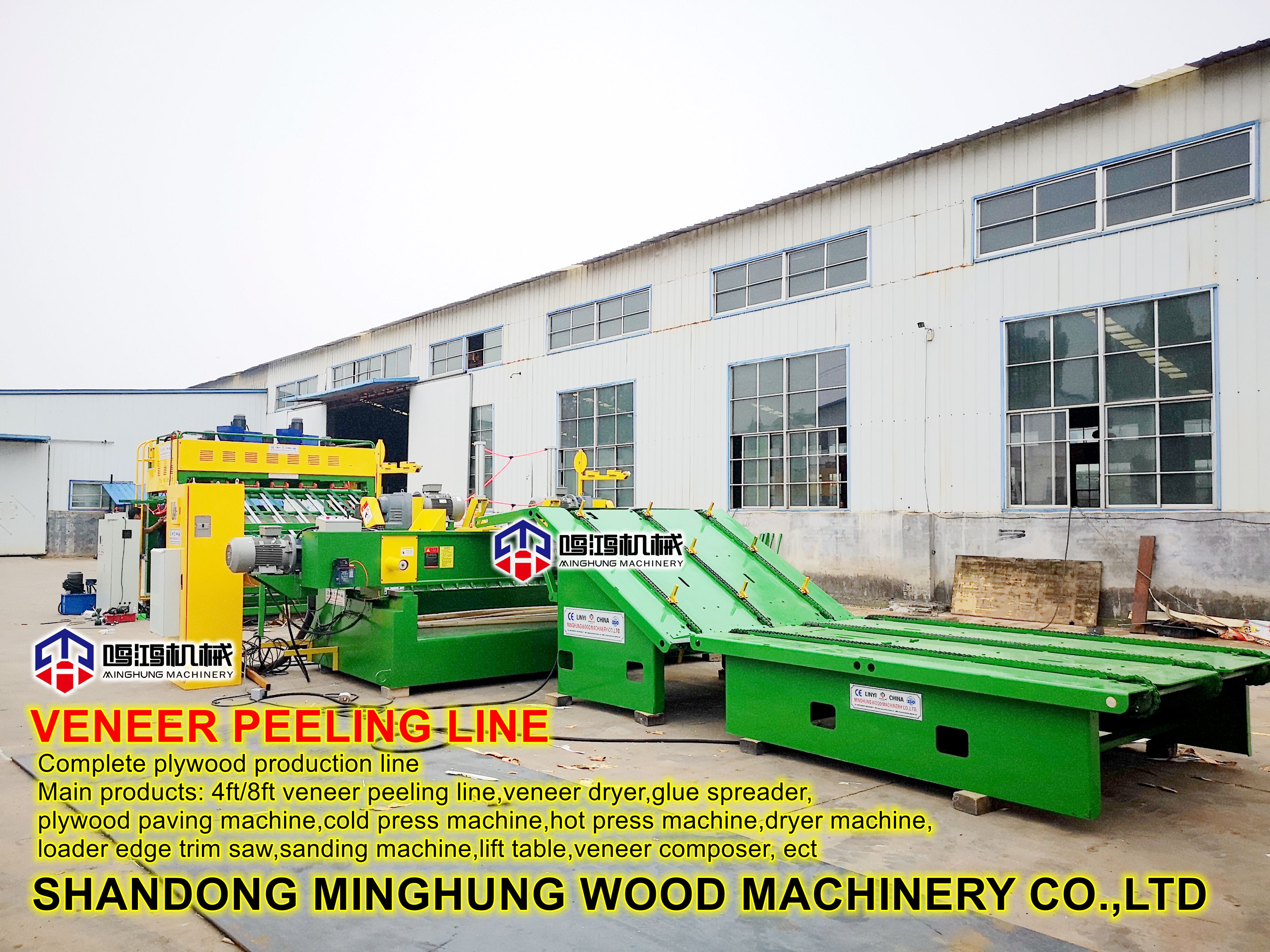 Ligne de production de placage de bois sans broche de 8 pieds de l'usine chinoise