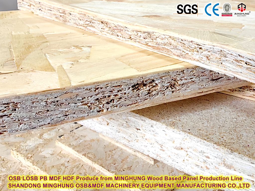 LOSB PB MDF HDF produit à partir de MINGHUNG Ligne de production de panneaux basés sur le bois