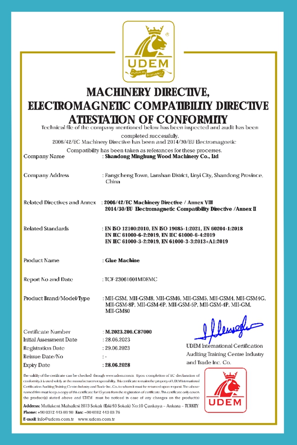 Certificat de machine &agrave; colle