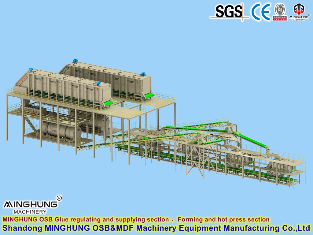 Section de régulation et d'alimentation en colle de la ligne de machines