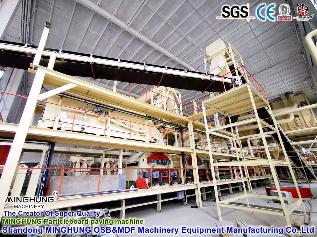 Fournisseur de ligne de production Minghung PB MDF OSB : Machine de formage de tapis de copeaux de panneaux à copeaux orientés pour panneaux de particules et panneaux de fibres