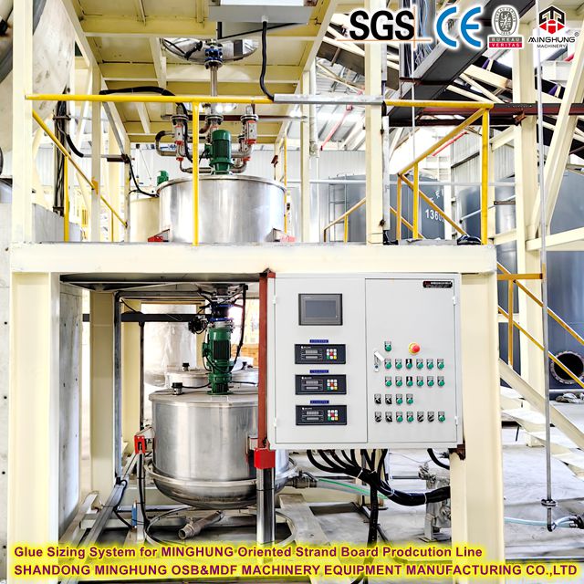 Syst&egrave;me de dimensionnement de colle pour la ligne de prodcution de la carte de brin orient&eacute;e