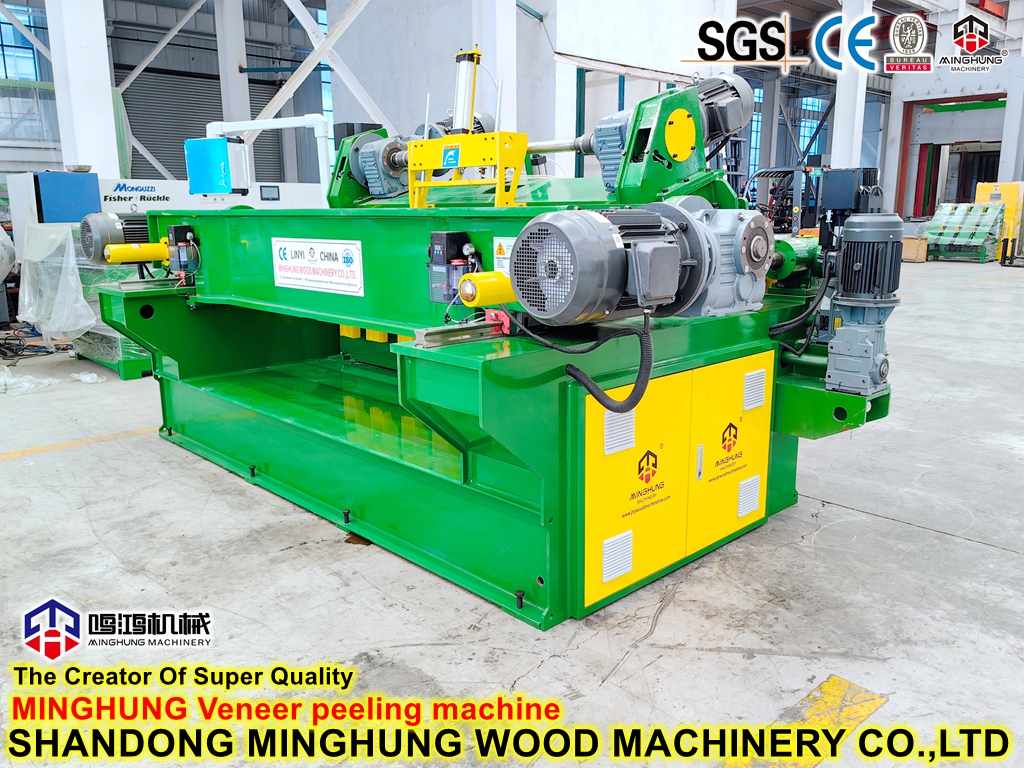 Machines de production de placage de noyau Minghung : Machine de découpe d'épluchage de placage de bois rotatif à broche CNC de 8 pieds 